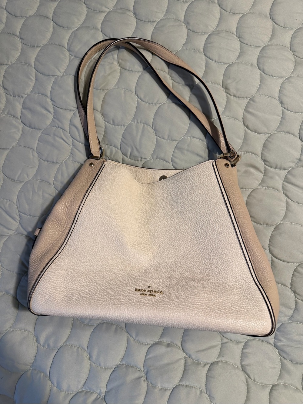 kate spade Two-Tone Pebbled Leather Shoulder Bag in White and Cream
